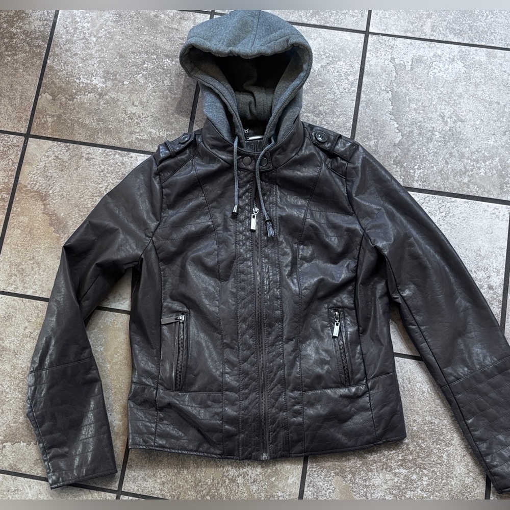 J2 Faux Leather Jacket, Zip Pockets, Urban Fashion, Street Wear
Removable Hood